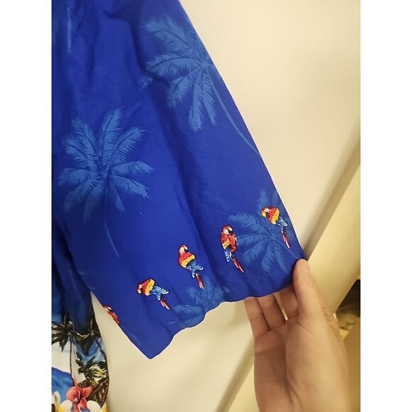 Pacific Legand Apparel. Sz 2X-L Blue Parrots Hawaiian Shirt - Picture 7 of 8